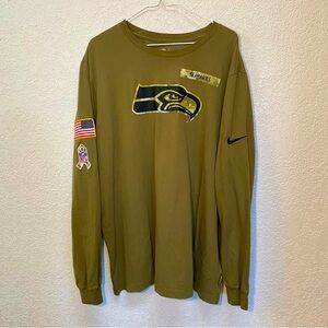 Nike Seattle Seahawks T-Shirt Men’s XXL Military Green Salute Long Sleeve Tee
